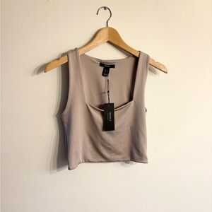 Forever 21 Taupe Square Neck Crop Tank